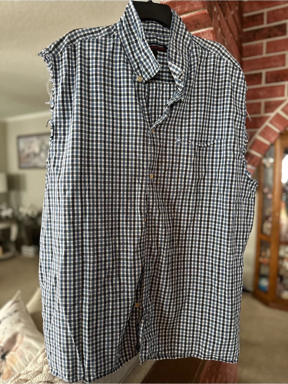 Polo Ralph Lauren Men's Blue White Plaid Sleeveless Button-Down Shirt XXL